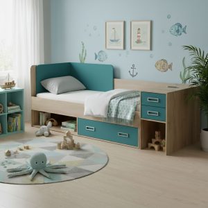 Ліжко зі спинкою та поличками КС 82