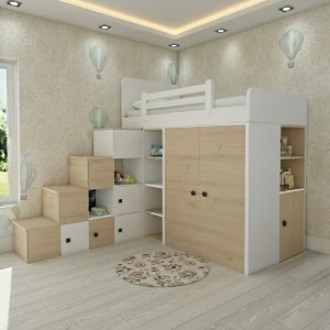 Двоярусне ліжко з шафою ДМ 430