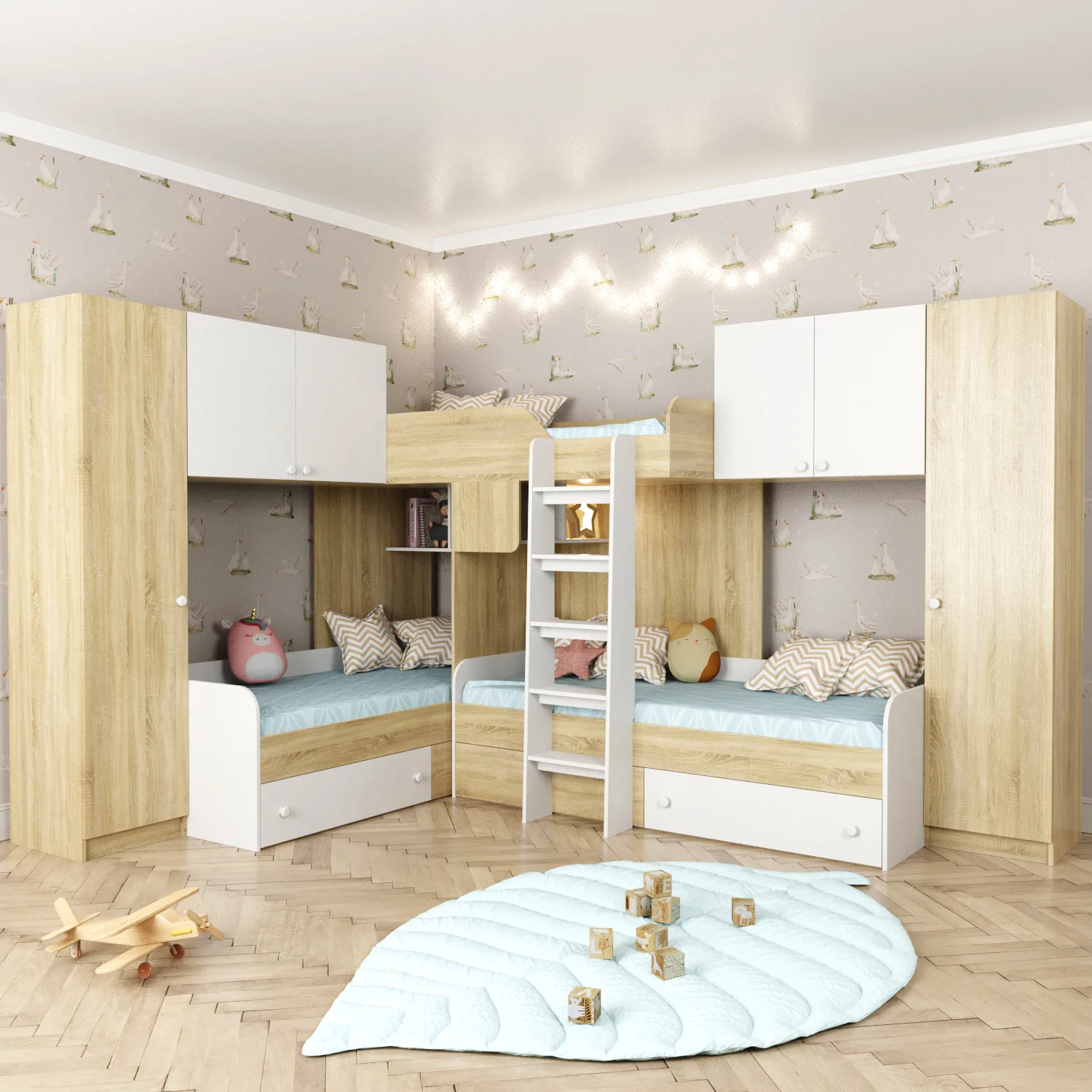 Детская кроватка для трех ДМ 820